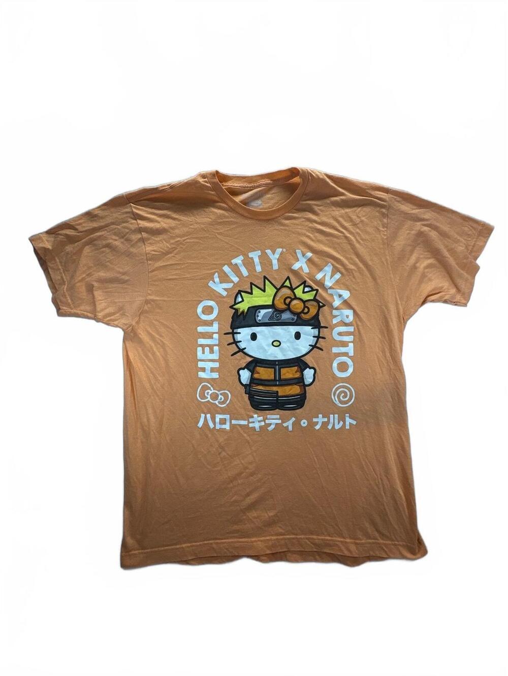 BoxLunch Hello Kitty x Naruto Shippuden Graphic T-Shirt Orange Men’s XL Anime